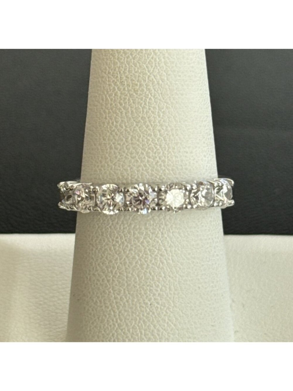 Sterling Silver Ring Diamonique CZ Half Eternity Band Wedding Engagement Sz 7.75